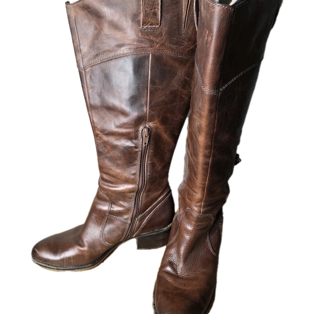 Naturalizer ORA Wide Shaft Riding Boots Sz 9 Distressed Coffee Bean Brown - Picture 2 of 16